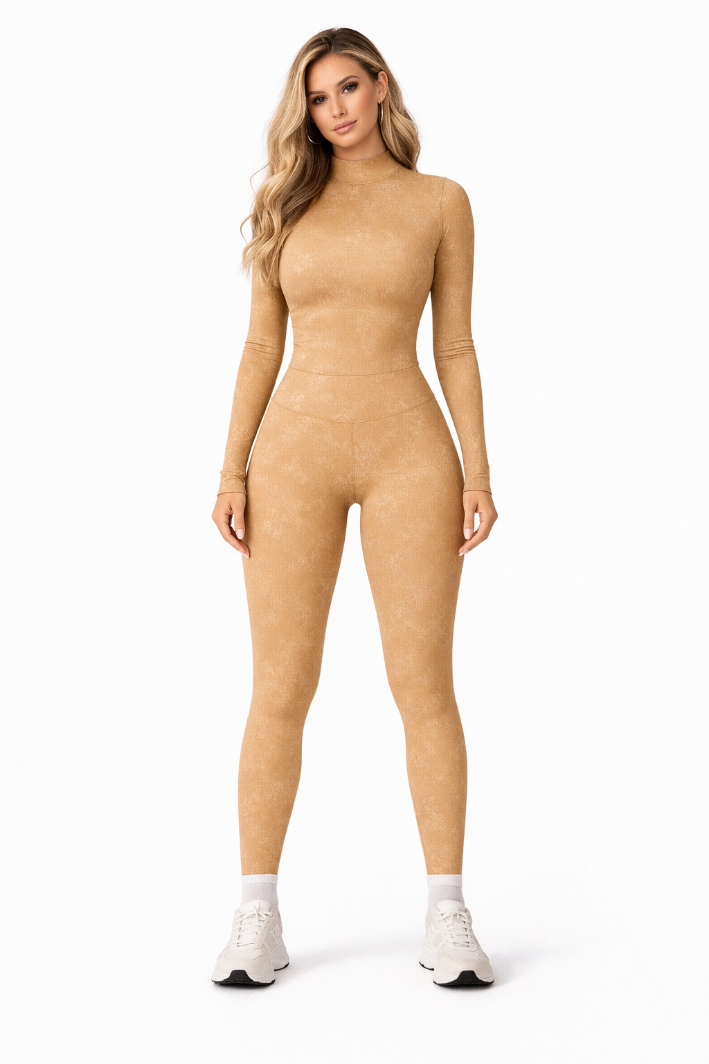 KIKI ROCK Sculpt Fit Set – Long Sleeve Top & High-Waist Leggings (Beige)