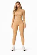 KIKI ROCK Sculpt Fit Set – Long Sleeve Top & High-Waist Leggings (Beige)