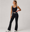 KIKI ROCK Cross High Top Sports Suit Female Fitness Yoga Wear — Vest Pants Advanced Black