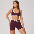 KIKI ROCK Cross High Top Sports Suit Female Fitness Yoga Wear — Jufeng Purple